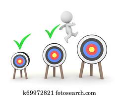 3D Character achieving bigger and bigger targets 3D Character achieving bigger and bigger targets