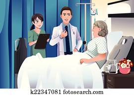 dottore infermiera, parlando, uno, paziente, a, il, ospedale