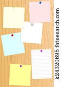 Memo board with paper notices