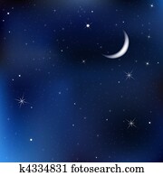 Night Sky With Moon And Stars Night Sky With Moon And Stars