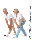 Senior couple exercising