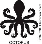 Silhouette of an octopus on light background Silhouette of an octopus on light background