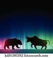 stock market illustrator with bull and bear stock market illustrator with bull and bear