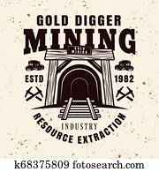 eingang, in, bauen schaft, vektor, altmodisch, emblem eingang, in, bauen schaft, vektor, altmodisch, emblem