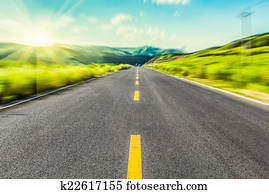 estrada, em, gramado