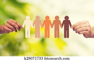 hands holding paper chain multiracial people hands holding paper chain multiracial people