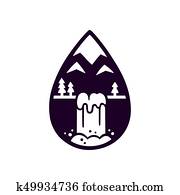Mountain and waterfall logo Mountain and waterfall logo