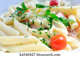 plate of pasta and smoked salmon plate of pasta and smoked salmon