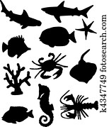 Sea Life Silhouettes