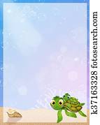 sea turtle with frame sea turtle with frame