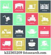 Warehouse icons flat Warehouse icons flat