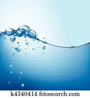 água, onda, com, bolhas