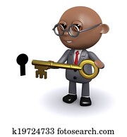 3d African American unlocks the door