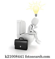 3d man businessman on toilet