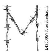 Barbed wire alphabet, M Barbed wire alphabet, M