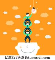 flache, design, abbildung, begriff, von, mannschaft- arbeit flache, design, abbildung, begriff, von, mannschaft- arbeit