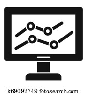 Graph monitor icon, simple style Graph monitor icon, simple style