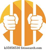 hands holding prison bars flat icon hands holding prison bars flat icon
