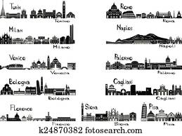 Silhouette signts of 11 cities of I Silhouette signts of 11 cities of I