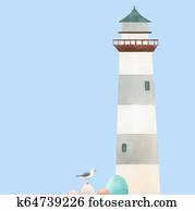 Watercolor lighthouse vector illustration Watercolor lighthouse vector illustration