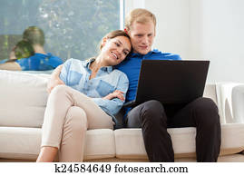 ευτυχισμένος, laptop, ώρα