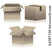 brun, karton, forsendelse, boxes.