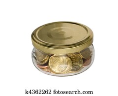 coin money in glass jar