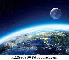 Earth and moon view from space at n