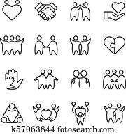 Friend, buddy and gay line icons. Friendship, harmony and friendly outline symbols isolated Friend, buddy and gay line icons. Friendship, harmony and friendly outline symbols isolated