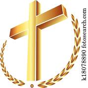 Gold cross with laurel Gold cross with laurel