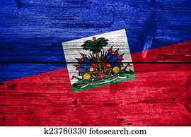Haiti Flag painted on old wood plank texture Haiti Flag painted on old wood plank texture