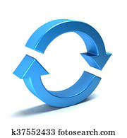 Rotate arrows. Concept for a cycle, loop, continuous period. 3D rendering illustration Rotate arrows. Concept for a cycle, loop, continuous period. 3D rendering illustration