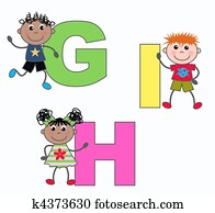 alphabet letters G H I alphabet letters G H I