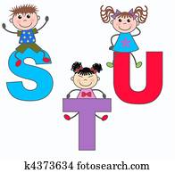 alphabet letters S T U