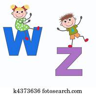 alphabet letters W and Z alphabet letters W and Z