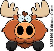 Cartoon Moose Peeking Cartoon Moose Peeking