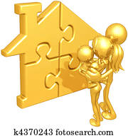 Family With Gold Home Puzzle Family With Gold Home Puzzle