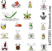 karikatur, insekten karikatur, insekten