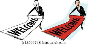 Man Rolling Out Welcome Mat Man Rolling Out Welcome Mat