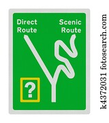 Photo realistic sign - direct route or scenic route? Photo realistic sign - direct route or scenic route?