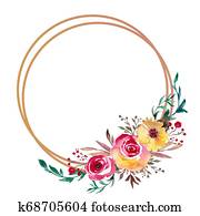 Wedding Frame, Watercolor Backdrop, Hand Painted Wraeth with foliage. Template for Invitation, greeting card. Wedding Frame, Watercolor Backdrop, Hand Painted Wraeth with foliage. Template for Invitation, greeting card.
