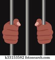 african american locked behind bars