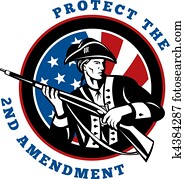 American revolutionary soldier with rifle flag American revolutionary soldier with rifle flag