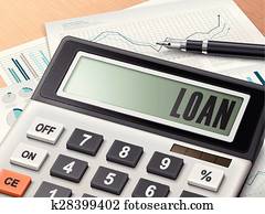 calculator with the word loan