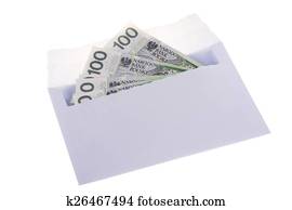 Polish currency in the envelope