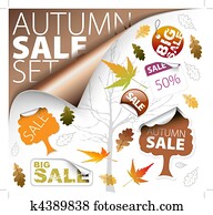 Set of season (fall) tickets and sale labels Set of season (fall) tickets and sale labels