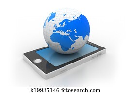 Smart phone and world globe Smart phone and world globe