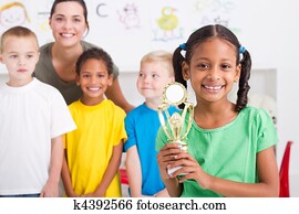 african american girl with trophy african american girl with trophy