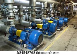 azul, industrial, bomba