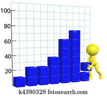 Business character builds growth chart graph